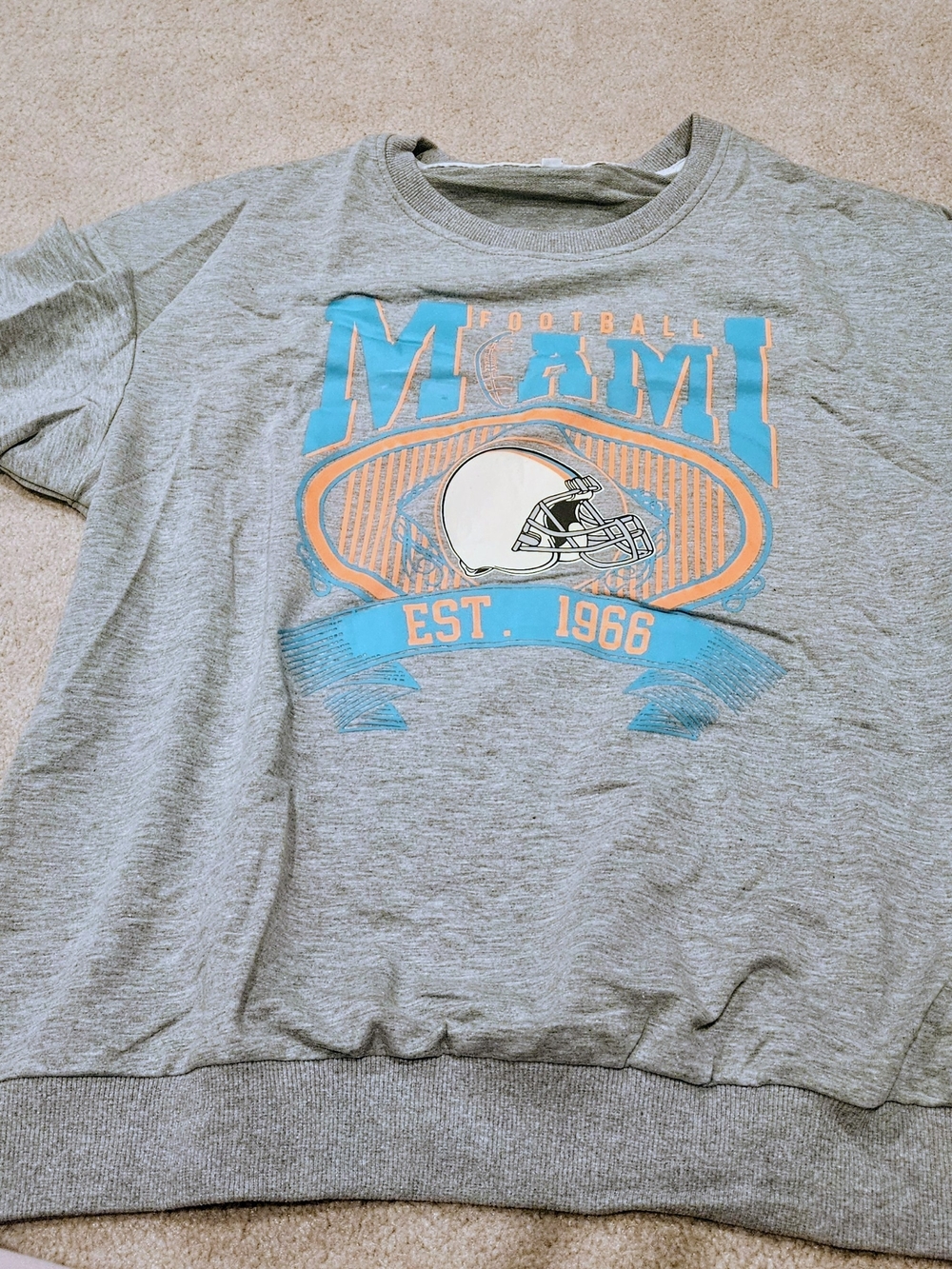 Gray Miami Football Graphic Crewneck Sweatshirt, Size L, NWT